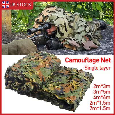 5 Sizes Camo Net Hunting/shooting Camouflage Hide Army Camping Woodland Netting • £12.99