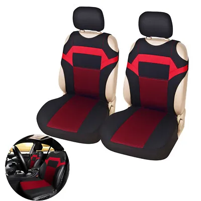 $27.18 • Buy T-shirt Design Car Seat Covers For Front Seats Set Standard Washable Black/Red