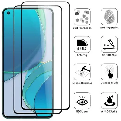 $12.86 • Buy 2-Pack Full-Cover Tempered Glass Screen Protector For OnePlus 8T, 7T, 7,...