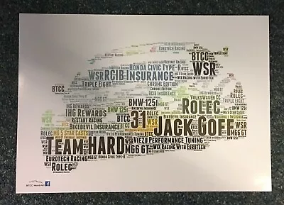 BTCC Jack Goff 31 VW CC Civic Type-R BMW MG6 GT Insignia Word Art ~ A4 Poster • £5