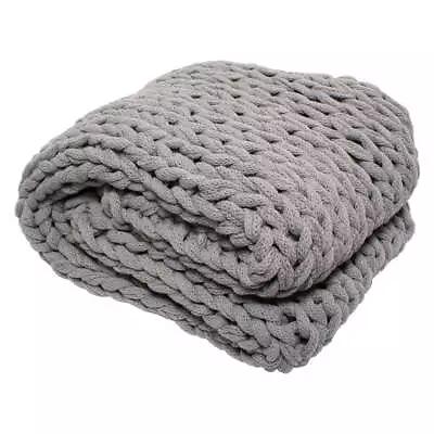 Chunky Knitted Throw Blanket Grey 50  X 60  • $30.24