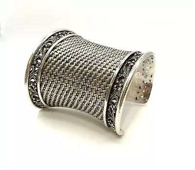 $450 • Buy Lois Hill Sterling Silver Scroll & Weave Massive Cuff Bracelet