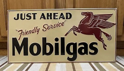 Mobilgas Sign Friendly Service Pegasus Horse Oil Garage Vintage Style Wall Decor • $55