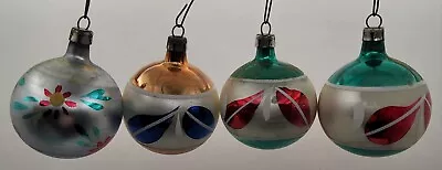 4 Vintage Mercury Glass Hand-Painted Ball Christmas Ornaments - Made In Poland • $49.99