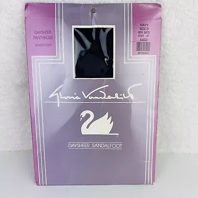 Gloria Vanderbilt Pantyhose Daysheer Sandalfoot Navy Blue Size D • $7