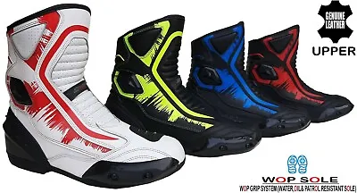 Mens Black Leather Motorbike / Motorcycle Racing Boots Sports Short Summer Shoes • $55.94