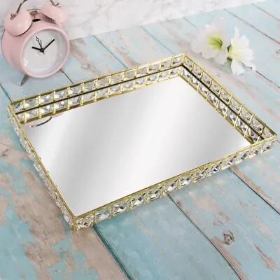 £14.95 • Buy Small Rectangle Gold Metal Mirror Jewellery Perfume Candle Display Tray Holder