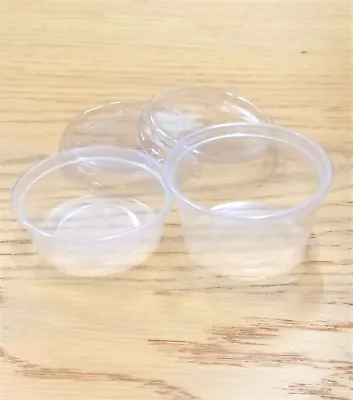 Separate LID Round Food Containers Clear Plastic Re-Usable CUPS | Deli Sauce TuB • £3.97