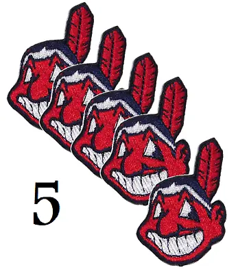 SET Of 5 CLEVELAND INDIANS MLB BASEBALL VINTAGE 2  CHIEF WAHOO TEAM LOGO PATCH • $5