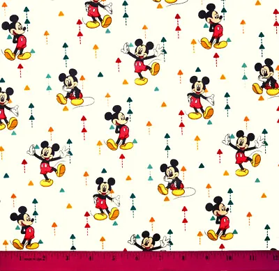 Mickey Mouse Fabric - HALF YARD - 100% Cotton - Sewing Quilting - Disney Cream • $4.98