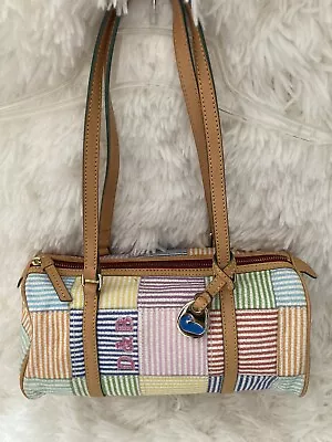 Dooney & Bourke Pastel Patchwork Canvas Barrel Satchel Bag Handbag • $34