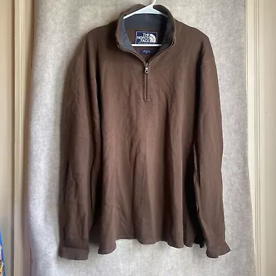 The North Face Cotton 1/4 Zip Men's Sz XL Brown Soft Hiking Outdoors Mock Neck • $19.99