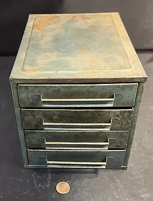 Vintage Small 4 Drawer Industrial Metal Parts Storage Bin Cabinet Box Countertop • $40