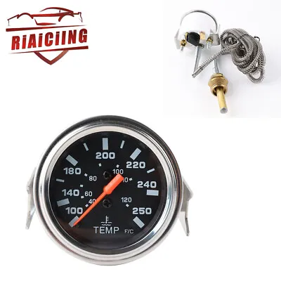 Water Temp Gauge Black Face Dial 2'' 52mm Multi Temperature Chrome Pointer Kit • $16.42