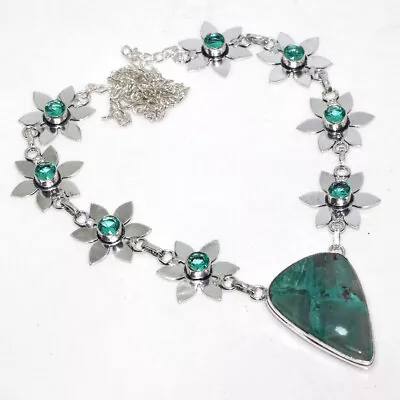 Quantum Quatrro Green Topaz 925 Silver Plated New Arrival Necklace 22  Gifts GW • $7.09