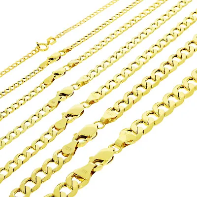 10K Yellow Gold 2mm-7.5mm Curb Cuban Chain Link Necklace Or Bracelet 7 -30  • $316.98