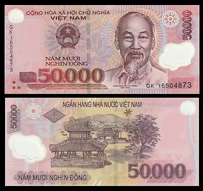 1 Pc X  Vietnam 50000 (50000) Dong Banknote-Polymer Material Currency • $8.99