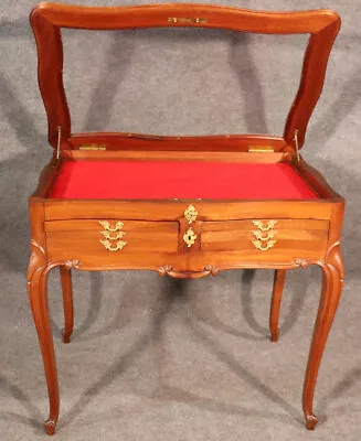 Lockable French Louis XV Walnut Jeweler's Display Table Vitrine With Drawers • $2655