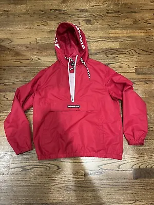 Members Only Men’s Size Large Jacket Red Hooded 1/4 Zip Windbreaker Nrml Wear • $29.99