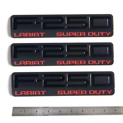 3x OEM Black F-250 Lariat Super Duty Fender Emblem F For Fits F250 Lariat Red Bl • $45.20