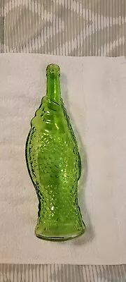 Vintage Glass Fish Bottle Wine Bottle Green • $29.99