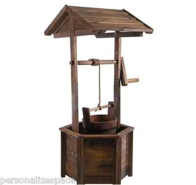 Charming Design Wooden Wishing Well Garden Feature - Fir Wood • $178.98