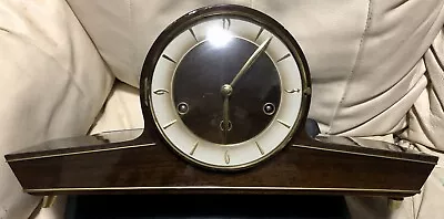 Vintage German Original Winding F. Mauthe Wood Brass Mechanical Mantel Clock • $58.26