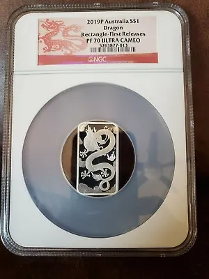 $225 • Buy 2019 NGC PF 70 P Australia Silver $1  DRAGON  Rectangle~First Release Ultra Came