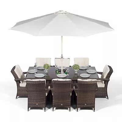 Arizona 8 Seater Rectangle Rattan Dining Set Garden Table & Chairs W/ Ice Bucket • £1539