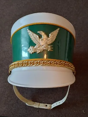 Vintage Bayly Marching Band Hat Green Patent Leather W Eagle Crest Medium • $30
