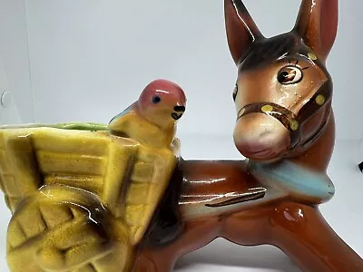 Mid Century Kalmar Donkey Cart Bird Ceramic Collectible Planter Vase 60s Vintage • $55