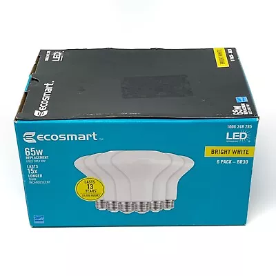 6 Pack Of Ecosmart Led 65w Br30 Bright White Dimmable Light Bulbs NIB • $14.99