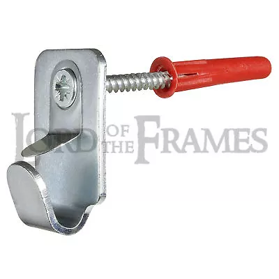 10 X Heavy Duty Steel Safety Picture Frame Mirror Canvas Hooks 15kg +ScrewsPlugs • £12.75