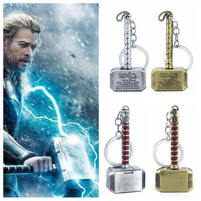 Marvel Avengers Thor's Hammer Keychain Creative Metal Mjolnir Keyring Gifts~ • £7.59