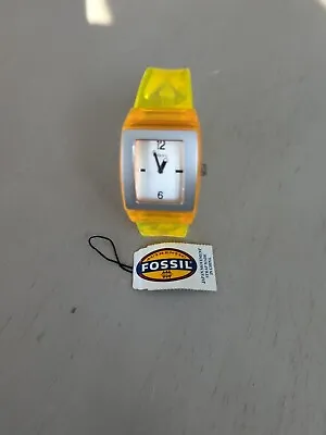 FOSSIL JR7935 RARE Orange And Yellow Translucent Unisex Up To 7.75 New Battery  • $89