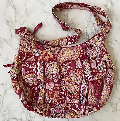 Vera Bradley Hobo Crossbody Bag In Raspberry Fizz Purse Shoulder Adjustable • $19.99