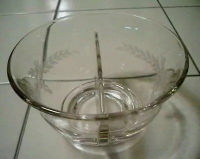 Vintage Hawkes Engraved Cut Floral Design Divided Mayonnaise Relish Bowl Signed • $16.99