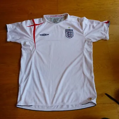 England National Team Football Shirt White 2005 - 07 Season Men's L READ DESC • £14.99