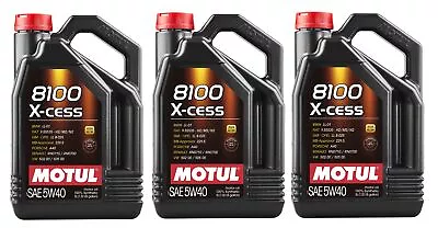 Motul 8100 X-CESS 5W40 - 15 Liters - Fully Synthetic Engine Motor Oil (3 X 5L) • $126.95