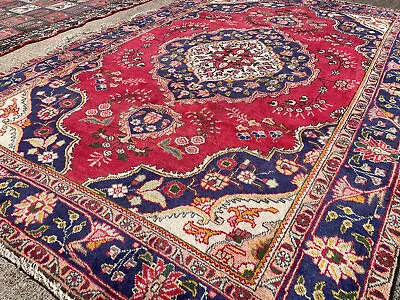 COLORFUL VINTAGE ORIENTAL RUG 6x9 HAND-KNOTTED WOOL Red ANTIQUE Handmade 7x10 Ft • $1495