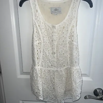 Madison Marcus Ivory White Eyelet Peplum Top Blouse Shirt XS • $9.90