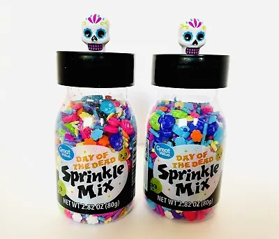 X2 Halloween Day Of The Dead Sprinkles Mix Reusable Craft Sugar Skull Jar Stash • $12