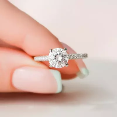 2 Carat Round Cut Moissanite Solitaire Engagement Ring Solid 14K White Gold • $239.40