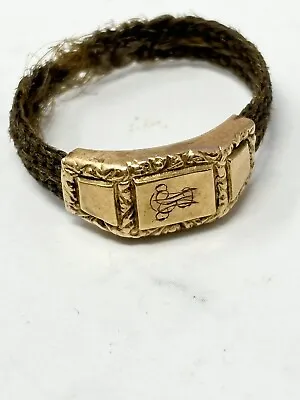 Antique Victorian 10k Gold  Woven Hair Band Mourning Ring Size 8.5  - As-Is • $225