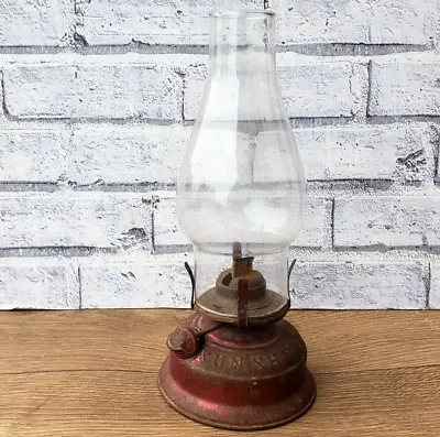 Vintage SUN SHINE Lamp Old Collectible Kerosene Oil Lamp Antique Iron Table Lamp • $50