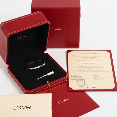 £3995 • Buy Cartier Love Bangle, Size 16 (small). 18K White Gold