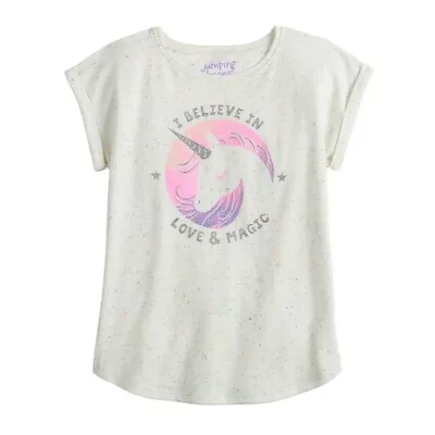 Graphic Unicorn Girls T-Shirt Gray Size 12 I Believe In Love & Magic • $4