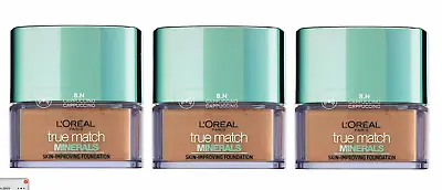 3 X L'OREAL TRUE MATCH MINERALS FOUNDATION MATTIFYING POWDER - CAPPUCCINO 8.N • £15.99