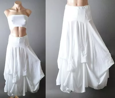 White Steampunk Victorian Peasant Boho Bustle Petticoat Long Bubble Skirt S M L • $59.99