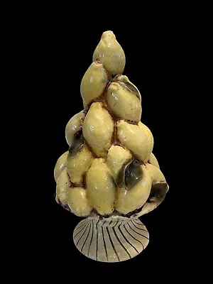 14.5”  ￼Vintage Lemon Ceramic Topiary Tree 1950's Style White Swirl Base • $135